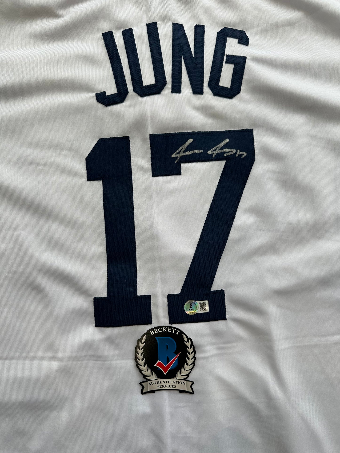 JACE JUNG SIGNED WHITE DETROIT TIGERS JERSEY Texas Tech BAS