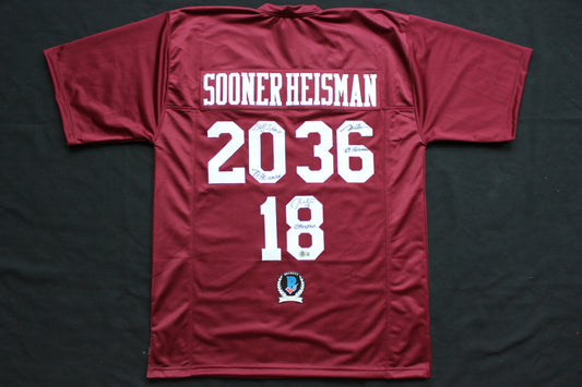 STEVE OWENS BILLY SIMS JASON WHITE SIGNED OU SOONERS HEISMAN JERSEY BAS