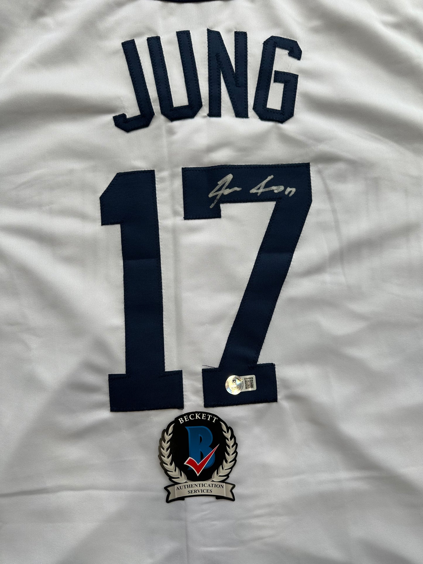 JACE JUNG SIGNED WHITE DETROIT TIGERS JERSEY Texas Tech BAS