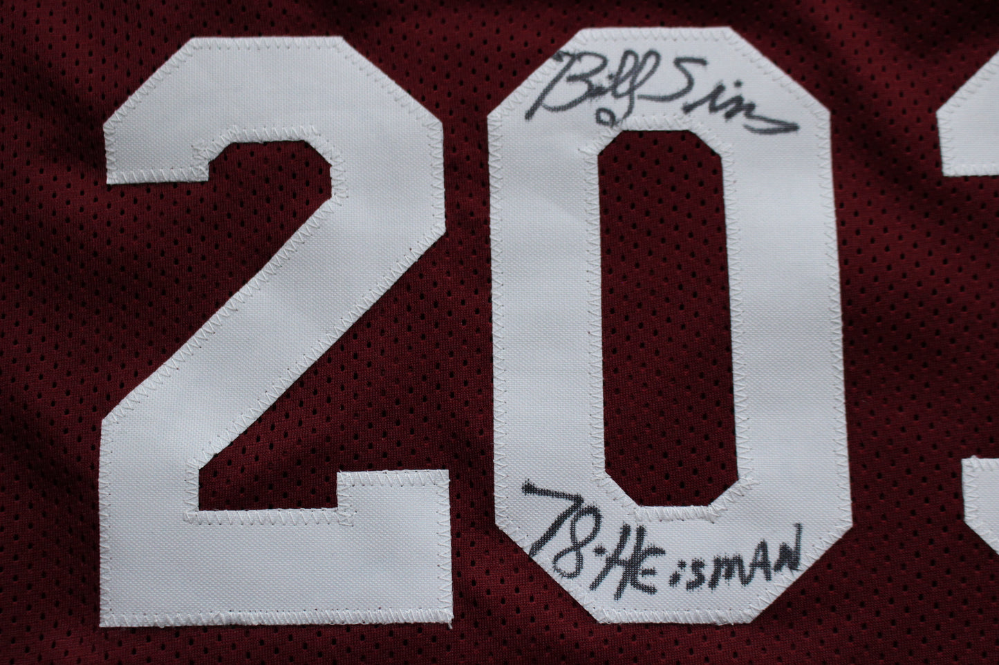 STEVE OWENS BILLY SIMS JASON WHITE SIGNED OU SOONERS HEISMAN JERSEY BAS