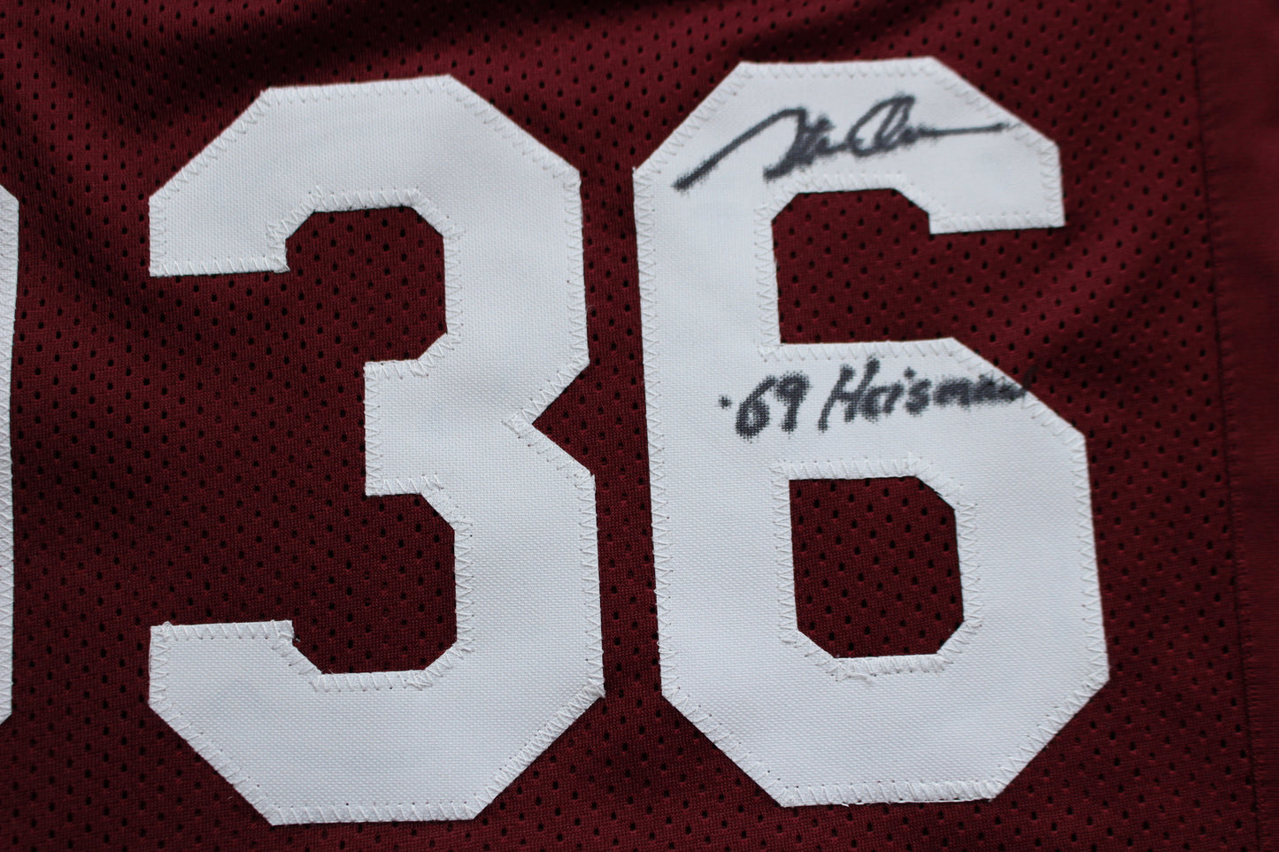 STEVE OWENS BILLY SIMS JASON WHITE SIGNED OU SOONERS HEISMAN JERSEY BAS