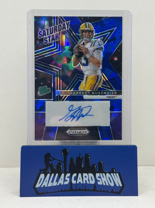 2025 Panini Prizm Draft Picks Garrett Nussmeier Saturday Stars Blue Ice Auto /35
