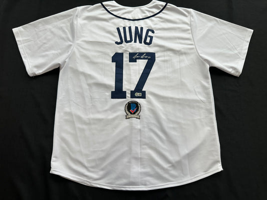 JACE JUNG SIGNED WHITE DETROIT TIGERS JERSEY Texas Tech BAS