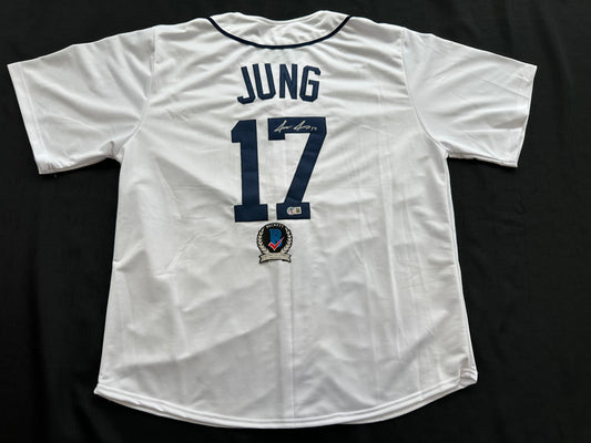 JACE JUNG SIGNED WHITE DETROIT TIGERS JERSEY Texas Tech BAS