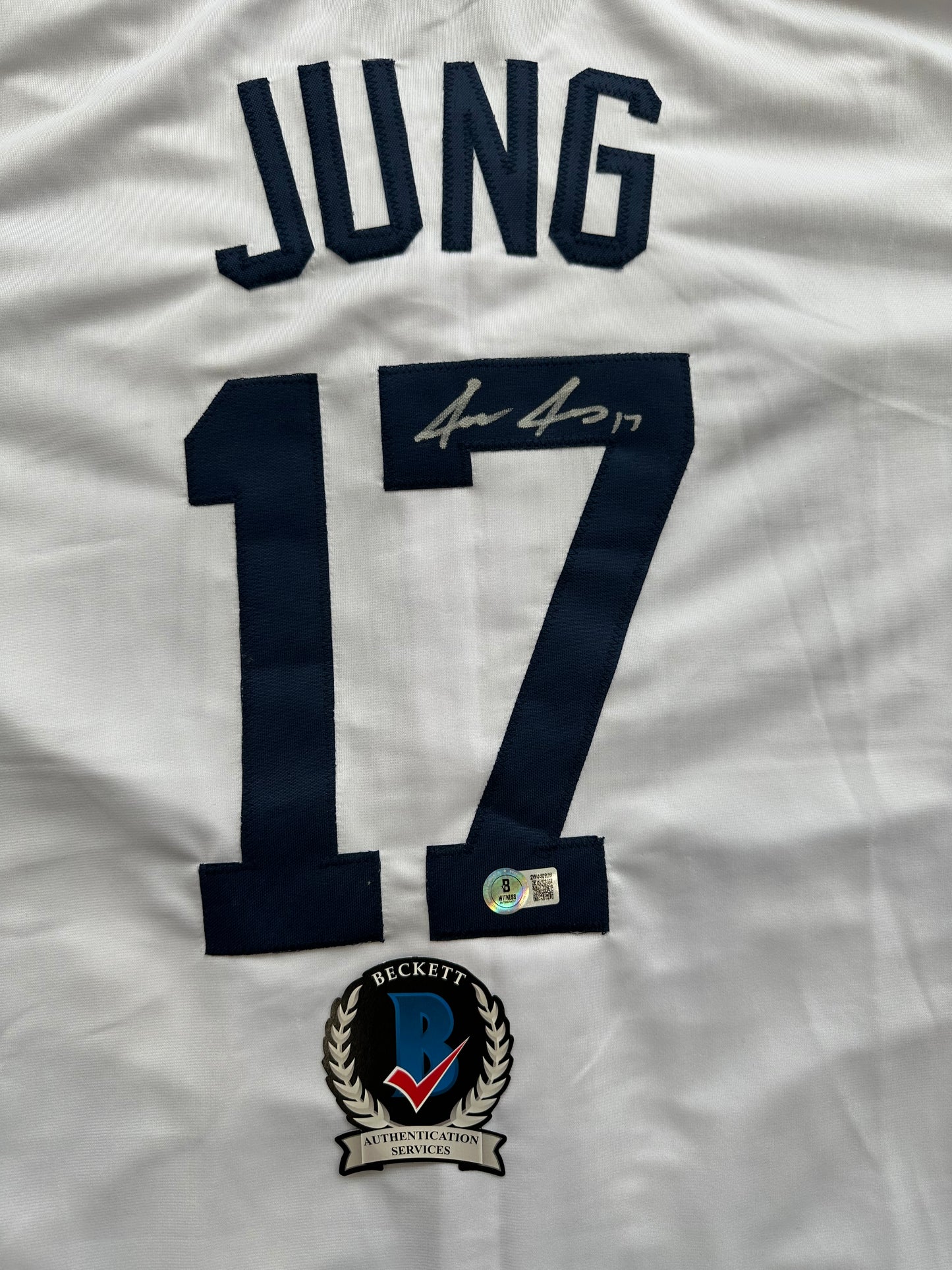 JACE JUNG SIGNED WHITE DETROIT TIGERS JERSEY Texas Tech BAS