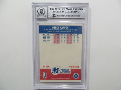 DEREK HARPER SIGNED BGS BAS SLAB 1987 FLEER #48 Auto 10 DALLAS MAVERICKS