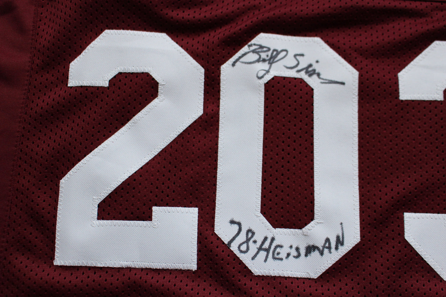 STEVE OWENS BILLY SIMS JASON WHITE SIGNED OU SOONERS HEISMAN JERSEY BAS