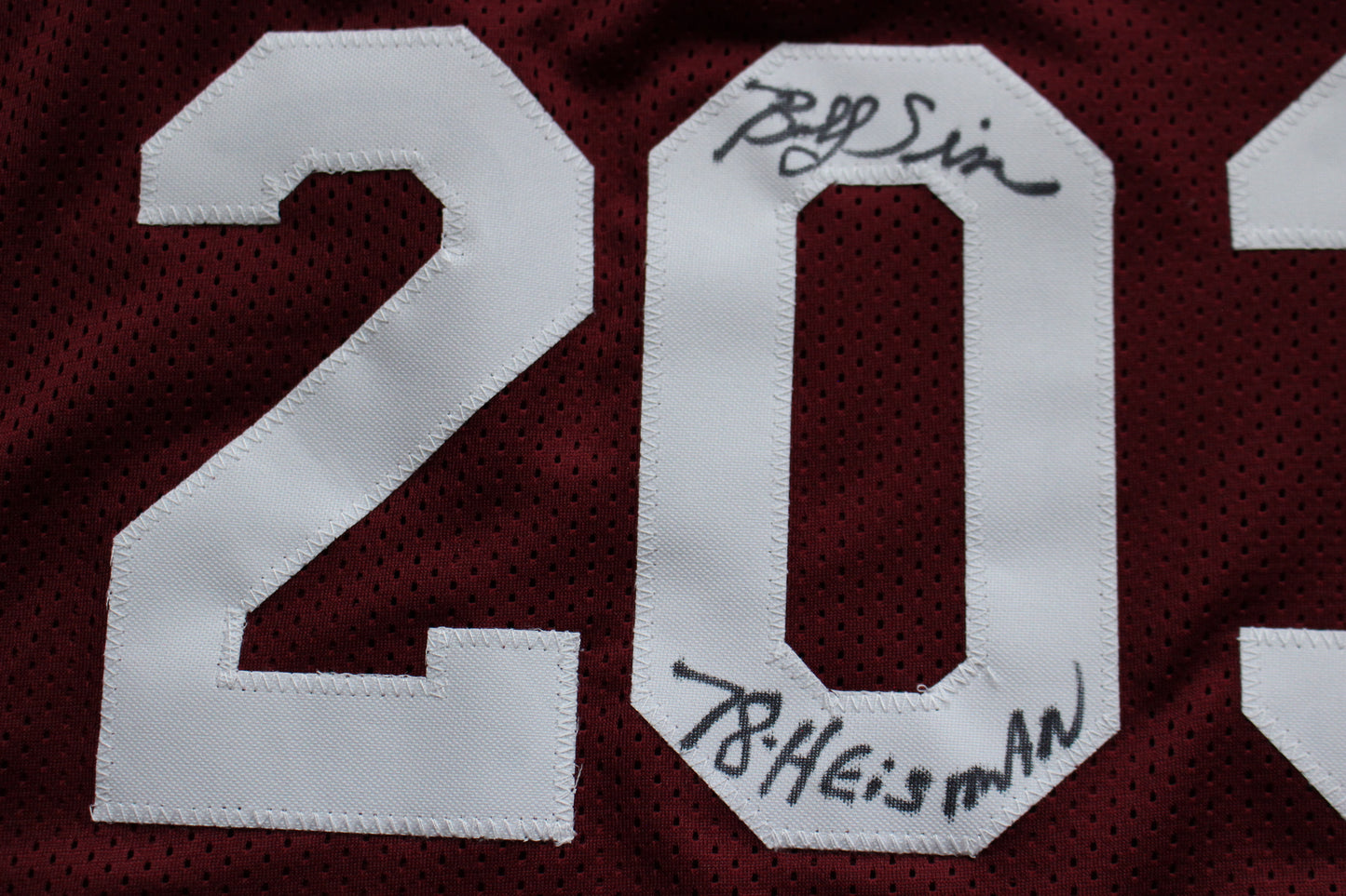 STEVE OWENS BILLY SIMS JASON WHITE SIGNED OU SOONERS HEISMAN JERSEY BAS