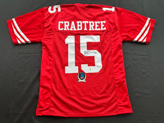MICHAEL CRABTREE SIGNED RED JERSEY San Francisco Texas Tech Raiders BAS