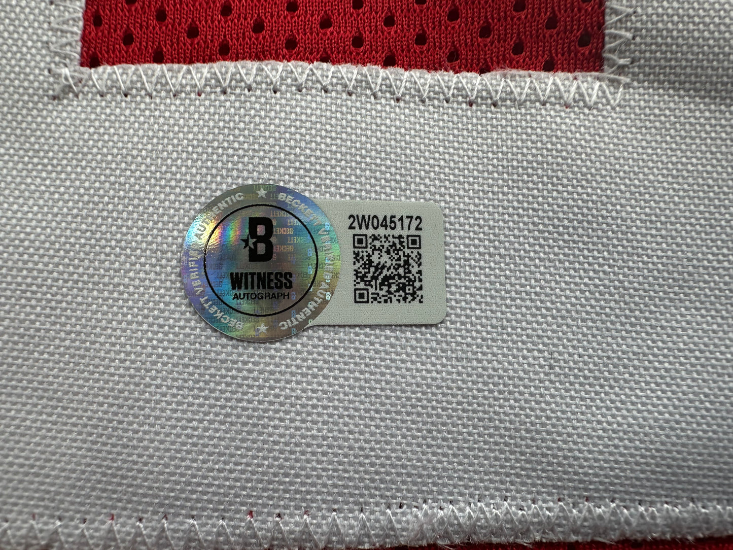 MICHAEL CRABTREE SIGNED RED JERSEY San Francisco Texas Tech Raiders BAS