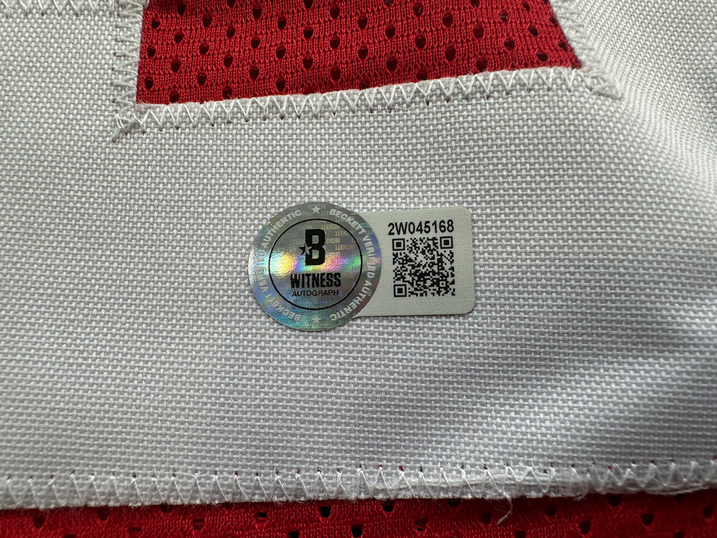 MICHAEL CRABTREE  SIGNED RED JERSEY San Francisco Texas Tech Raiders BAS