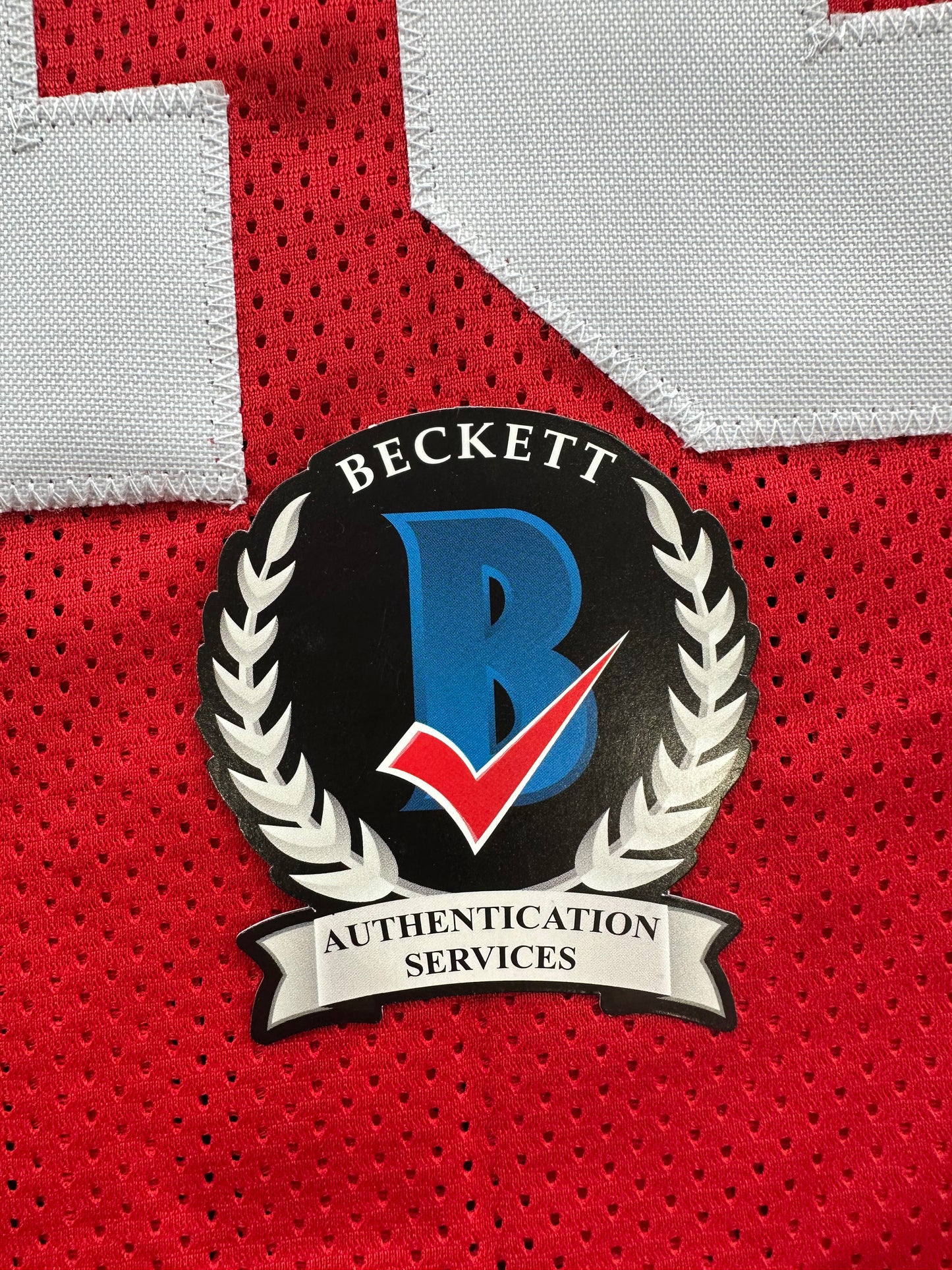 MICHAEL CRABTREE  SIGNED RED JERSEY San Francisco Texas Tech Raiders BAS