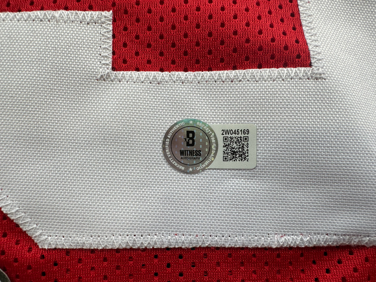 MICHAEL CRABTREE  SIGNED RED JERSEY San Francisco Texas Tech Raiders BAS