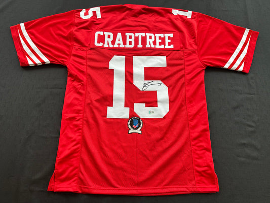 MICHAEL CRABTREE  SIGNED RED JERSEY San Francisco Texas Tech Raiders BAS