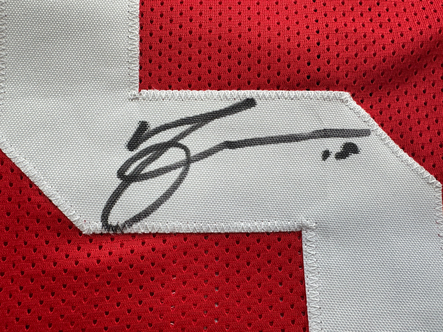 MICHAEL CRABTREE  SIGNED RED JERSEY San Francisco Texas Tech Raiders BAS