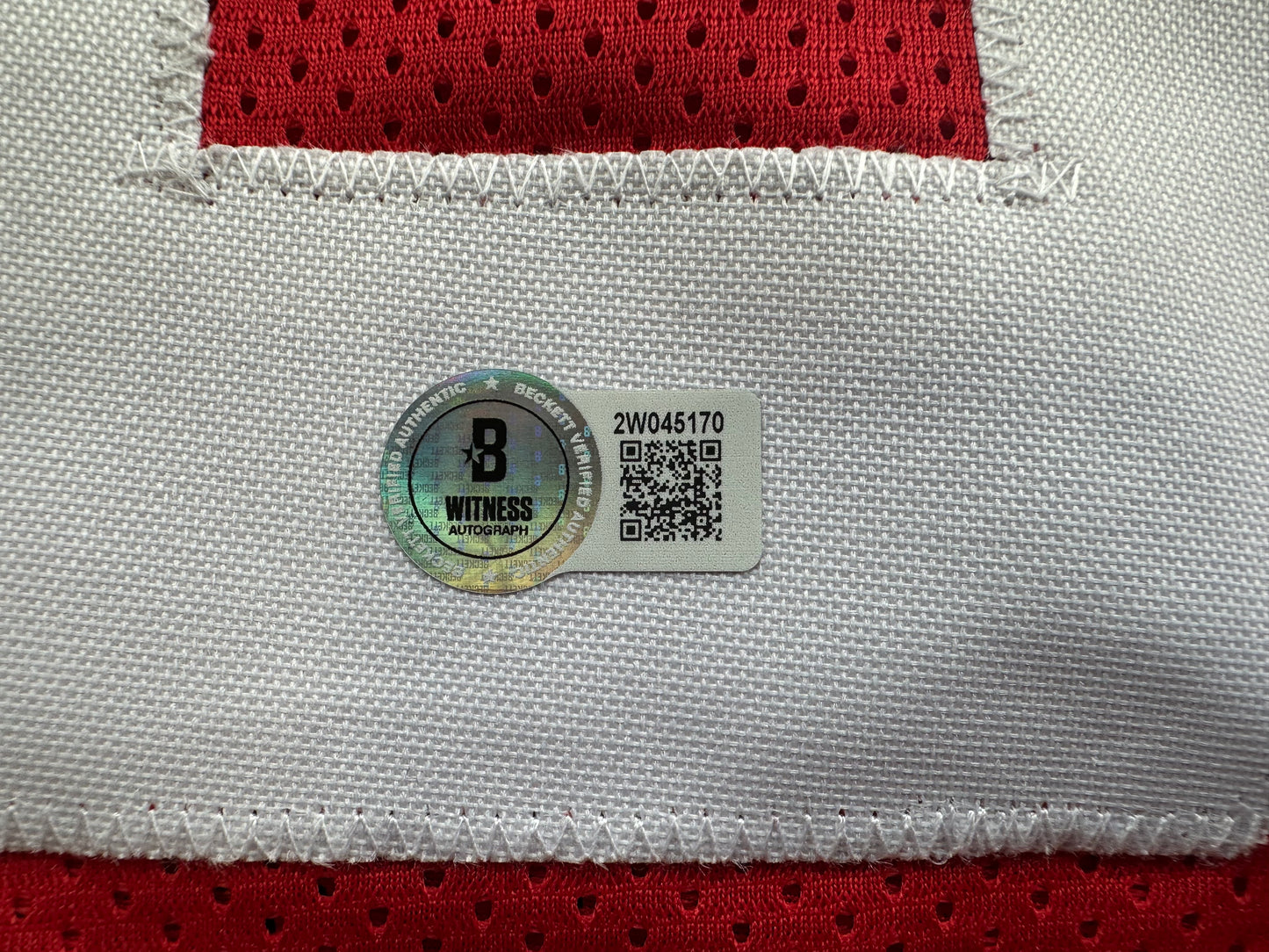 MICHAEL CRABTREE  SIGNED RED JERSEY San Francisco Texas Tech Raiders BAS