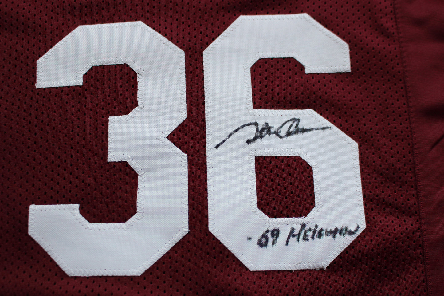 STEVE OWENS BILLY SIMS JASON WHITE SIGNED OU SOONERS HEISMAN JERSEY BAS
