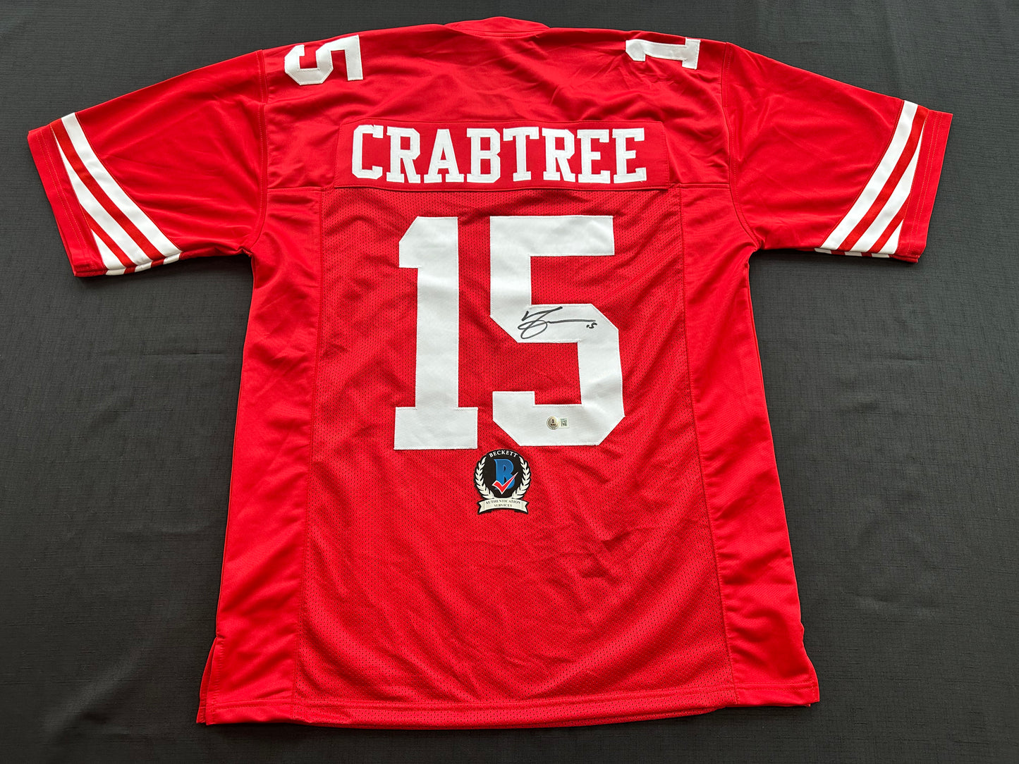 MICHAEL CRABTREE  SIGNED RED JERSEY San Francisco Texas Tech Raiders BAS