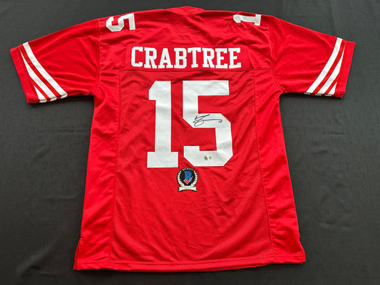 MICHAEL CRABTREE  SIGNED RED JERSEY San Francisco Texas Tech Raiders BAS