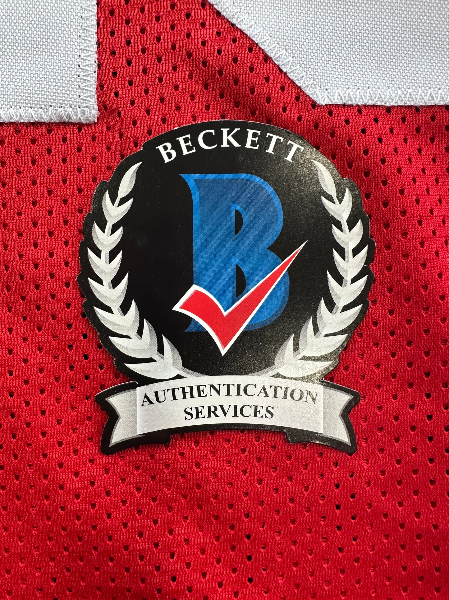 MICHAEL CRABTREE  SIGNED RED JERSEY San Francisco Texas Tech Raiders BAS