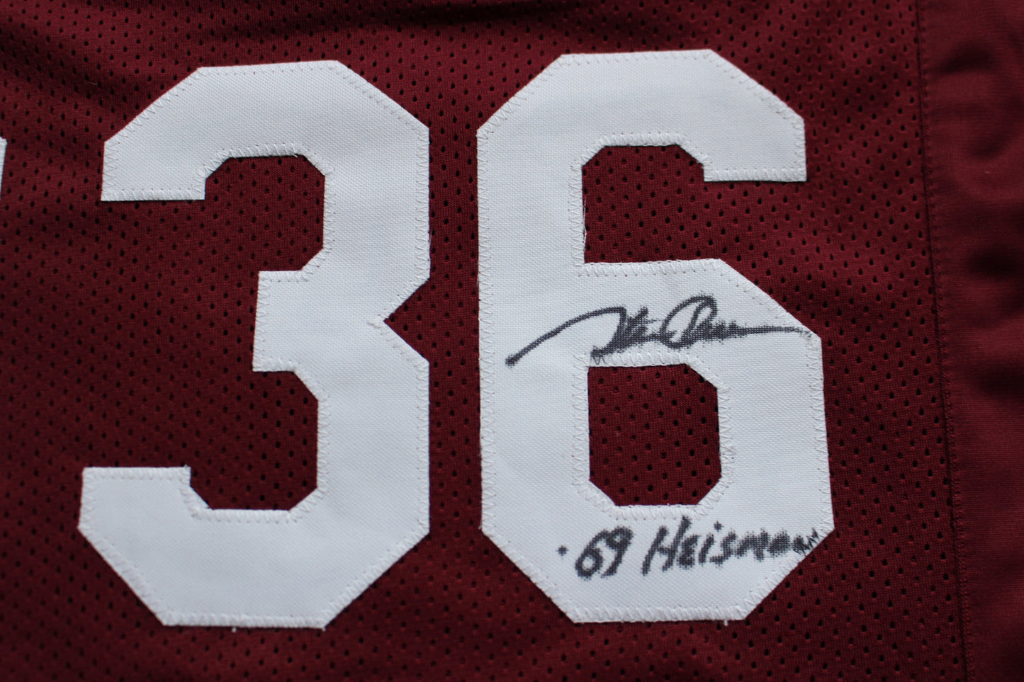 STEVE OWENS BILLY SIMS JASON WHITE SIGNED OU SOONERS HEISMAN JERSEY BAS