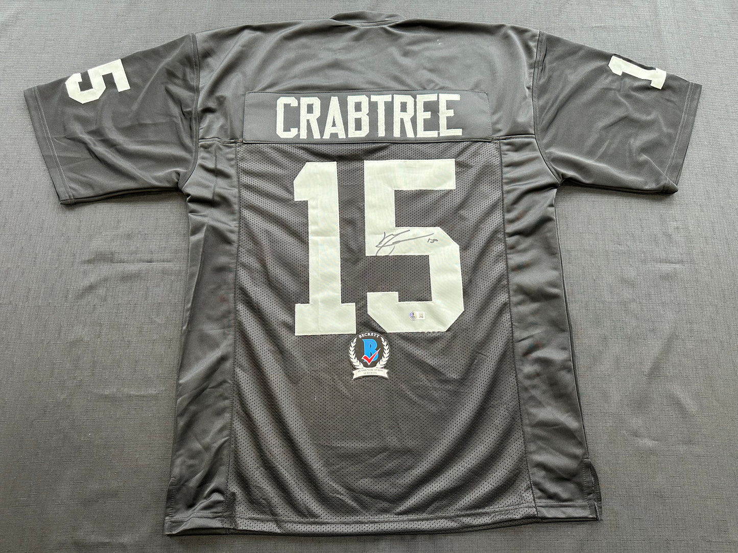 MICHAEL CRABTREE SIGNED BLACK FOOTBALL JERSEY Oakland Raiders BAS