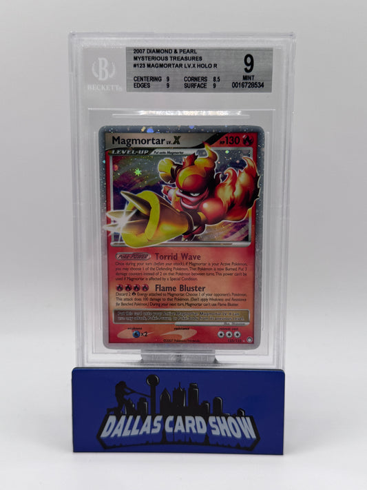 2007 Pokemon - Magmortar LV. X - 123/123 Mysterious Treasures BGS 9