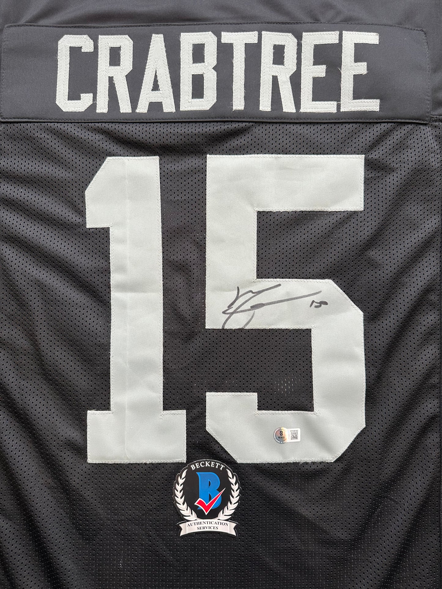 MICHAEL CRABTREE SIGNED BLACK FOOTBALL JERSEY Oakland Raiders BAS