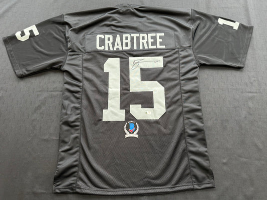 MICHAEL CRABTREE SIGNED BLACK FOOTBALL JERSEY Oakland Raiders BAS