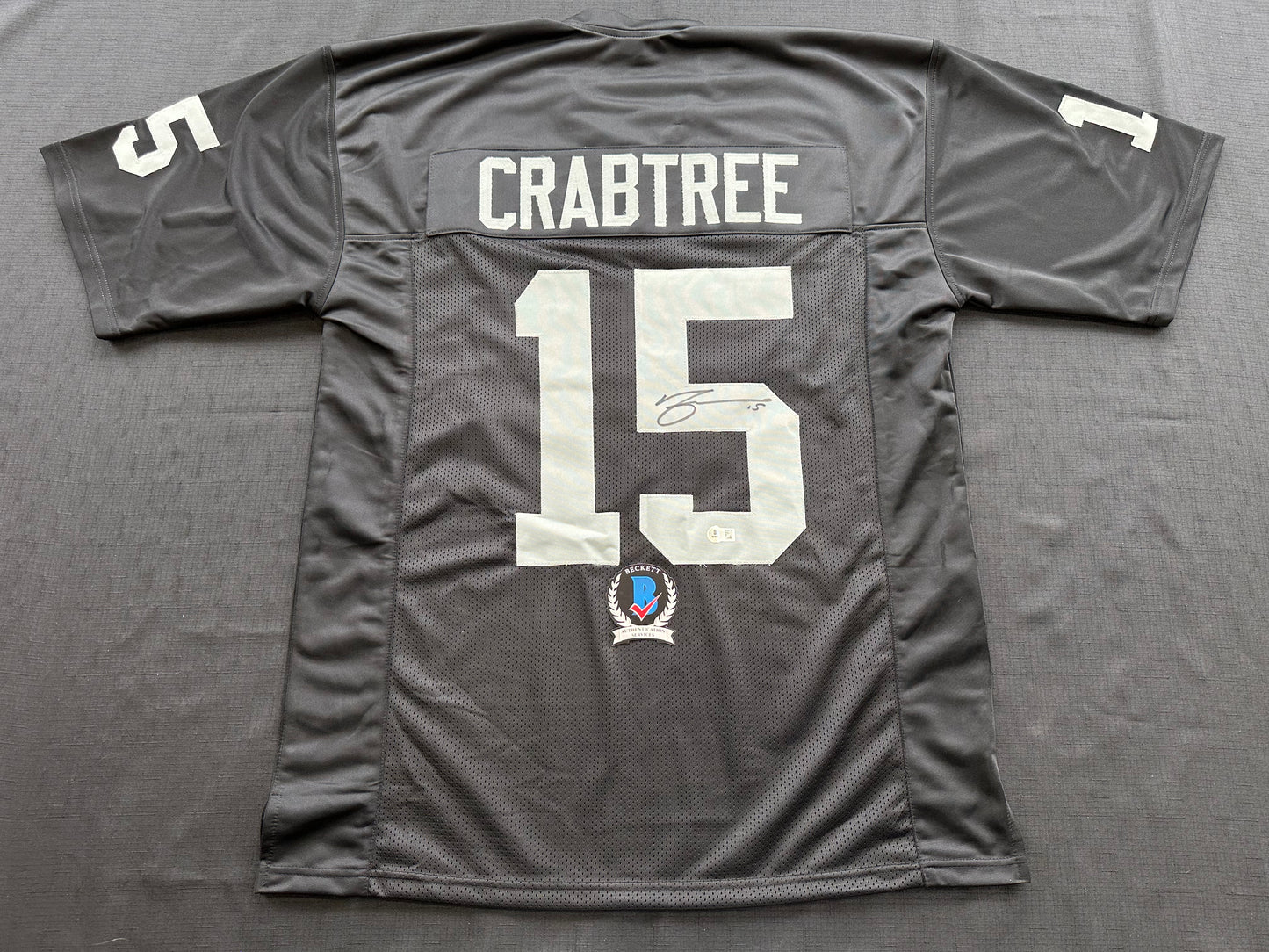 MICHAEL CRABTREE SIGNED BLACK FOOTBALL JERSEY Oakland Raiders BAS