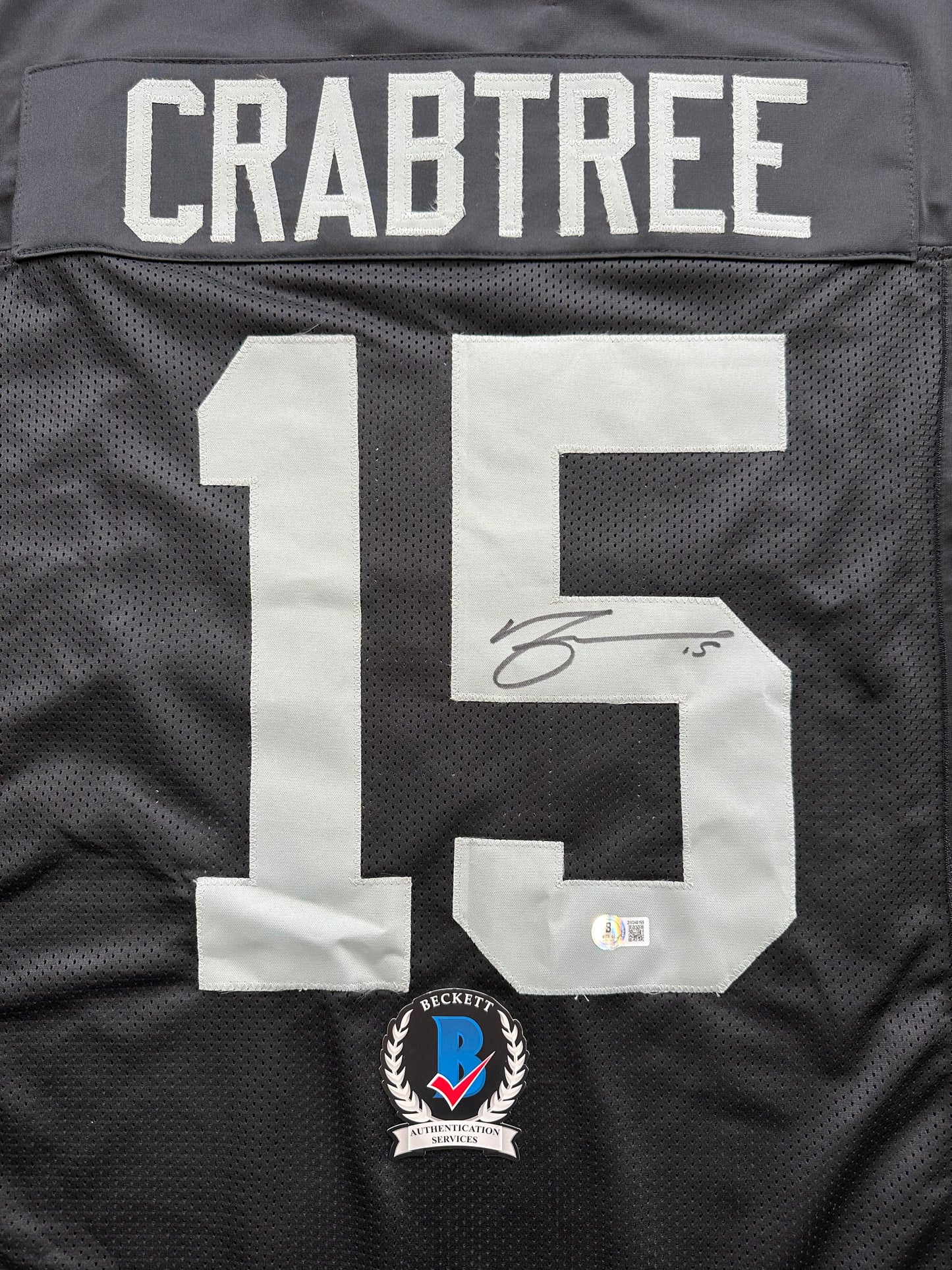 MICHAEL CRABTREE SIGNED BLACK FOOTBALL JERSEY Oakland Raiders BAS
