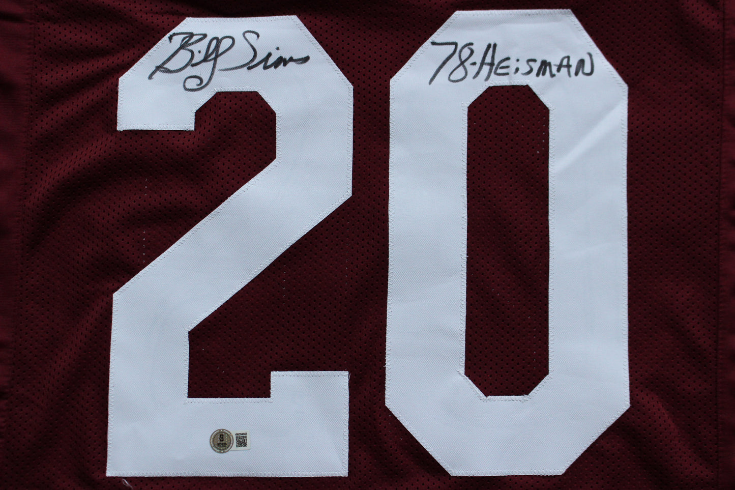 BILLY SIMS OU OKLAHOMA SOONERS SIGNED FOOTBALL JERSEY w/78 HEISMAN Lions BAS COA
