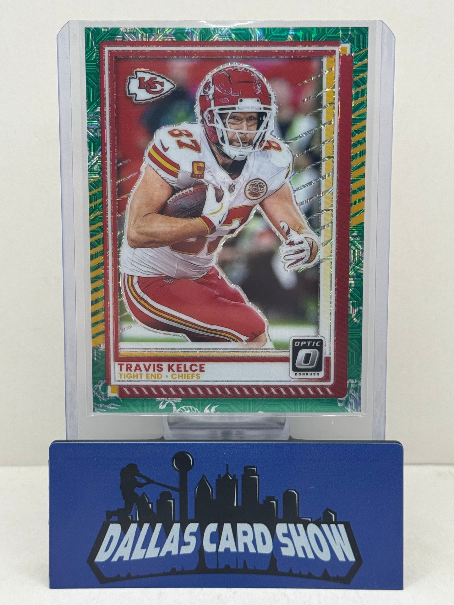 2025 Panini Optic #135 Travis Kelce Dragon Parallel /24 Kansas City Chiefs