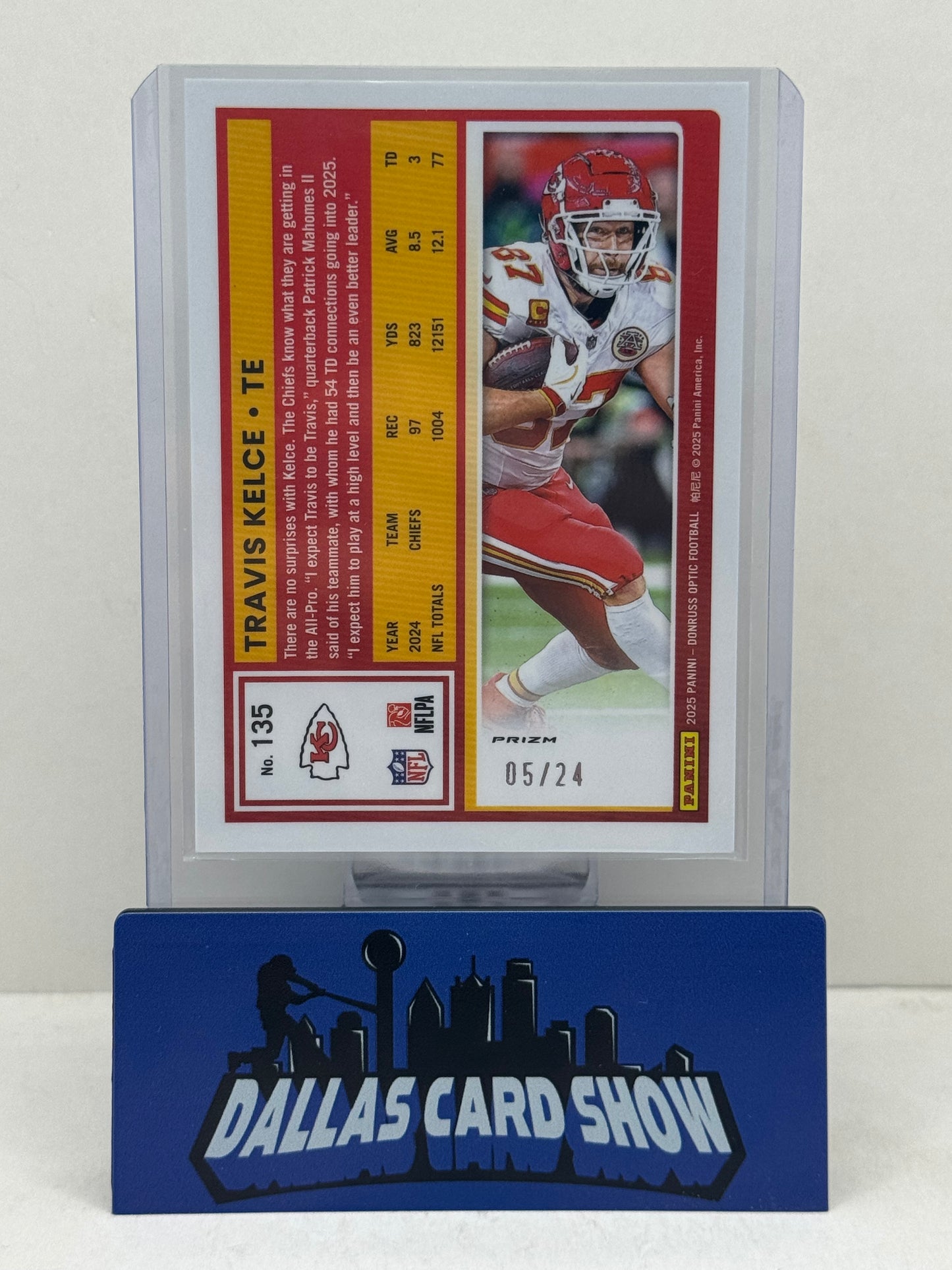 2025 Panini Optic #135 Travis Kelce Dragon Parallel /24 Kansas City Chiefs