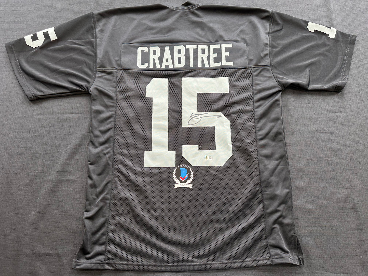 MICHAEL CRABTREE SIGNED BLACK FOOTBALL JERSEY Oakland Raiders BAS