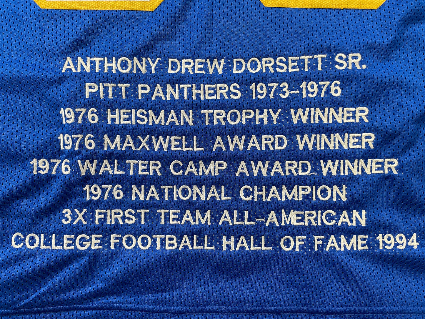 TONY DORSETT PITT PANTHERS SIGNED STAT JERSEY Dallas Cowboys BAS COA