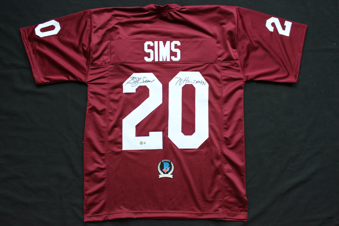 BILLY SIMS OU OKLAHOMA SOONERS SIGNED FOOTBALL JERSEY w/78 HEISMAN Lions BAS COA