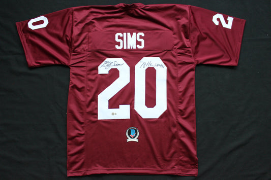 BILLY SIMS OU OKLAHOMA SOONERS SIGNED FOOTBALL JERSEY w/78 HEISMAN Lions BAS COA
