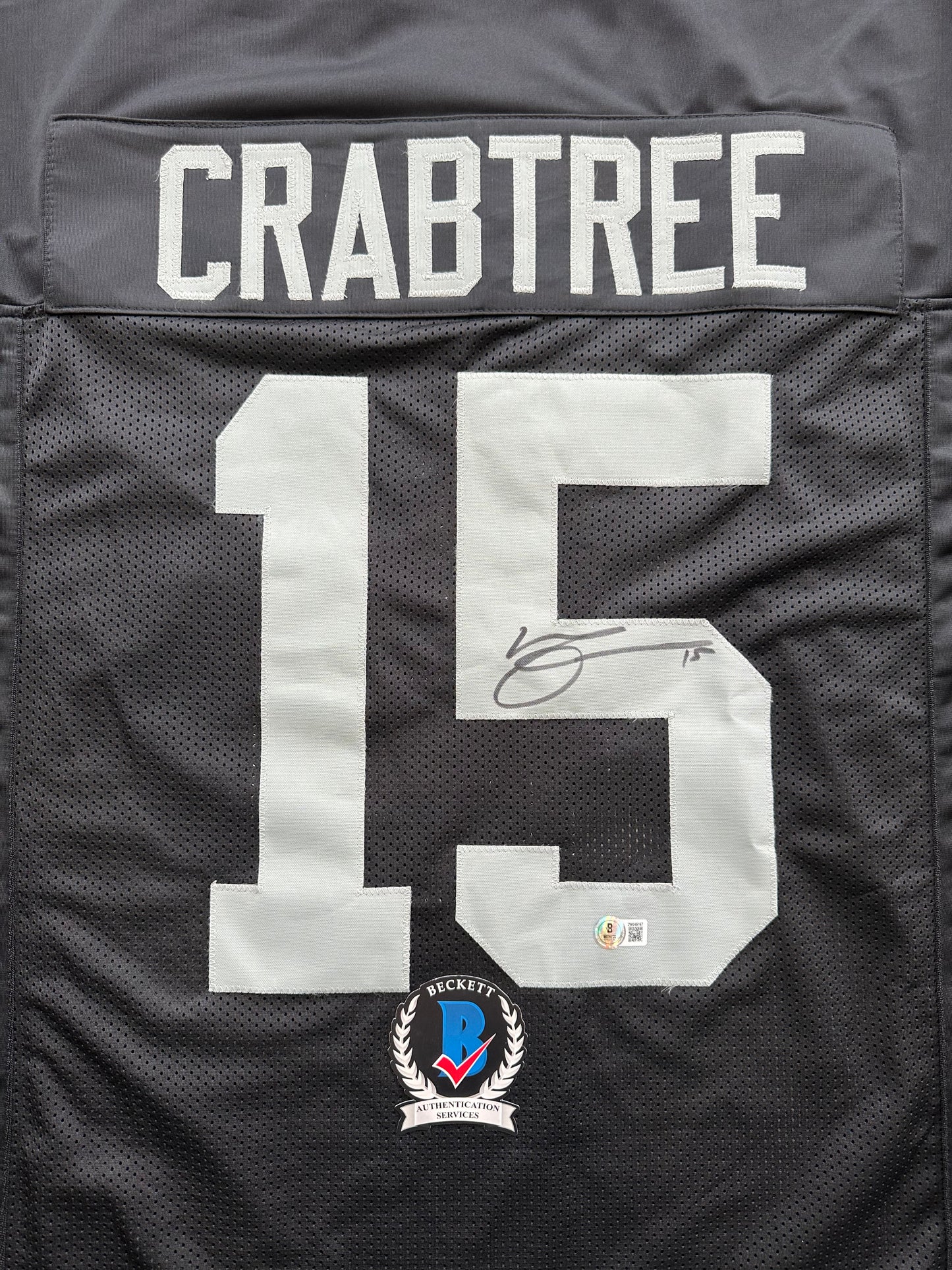 MICHAEL CRABTREE SIGNED BLACK FOOTBALL JERSEY Oakland Raiders BAS