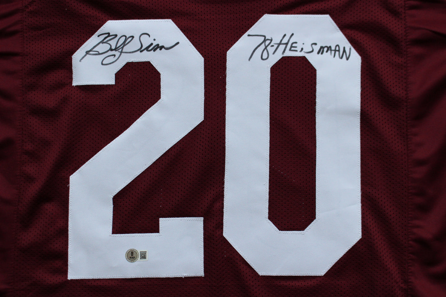 BILLY SIMS OU OKLAHOMA SOONERS SIGNED FOOTBALL JERSEY w/78 HEISMAN Lions BAS COA
