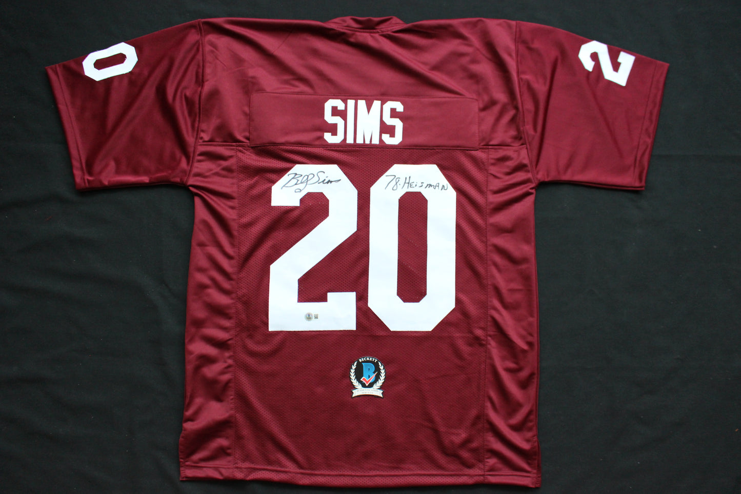 BILLY SIMS OU OKLAHOMA SOONERS SIGNED FOOTBALL JERSEY w/78 HEISMAN Lions BAS COA