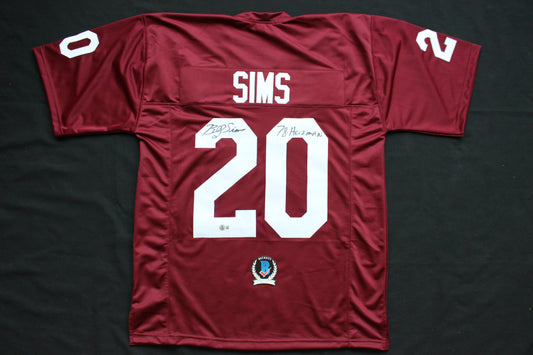 BILLY SIMS OU OKLAHOMA SOONERS SIGNED FOOTBALL JERSEY w/78 HEISMAN Lions BAS COA