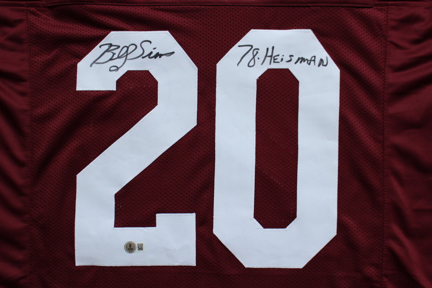 BILLY SIMS OU OKLAHOMA SOONERS SIGNED FOOTBALL JERSEY w/78 HEISMAN Lions BAS COA