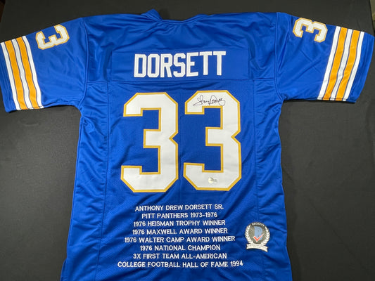 TONY DORSETT PITT PANTHERS SIGNED STAT JERSEY Dallas Cowboys BAS COA