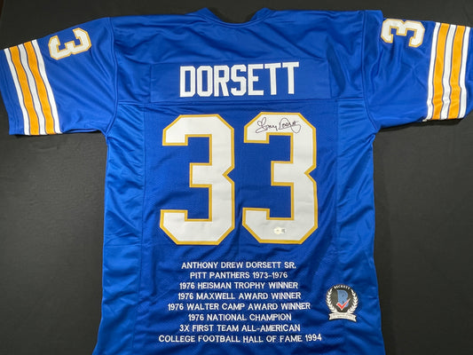 TONY DORSETT PITT PANTHERS SIGNED STAT JERSEY Dallas Cowboys BAS COA