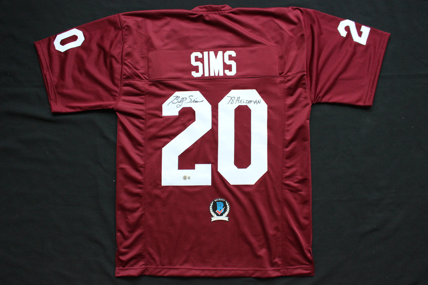 BILLY SIMS OU OKLAHOMA SOONERS SIGNED FOOTBALL JERSEY w/78 HEISMAN Lions BAS COA