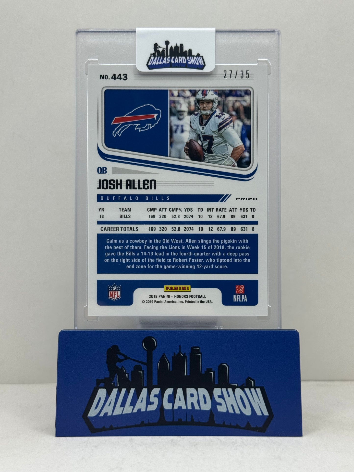 2018 Panini Honors Score #443 Josh Allen Blue Artist's Proof Rookie RC /35