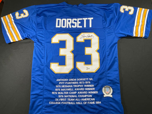 TONY DORSETT PITT PANTHERS SIGNED STAT JERSEY Dallas Cowboys BAS COA