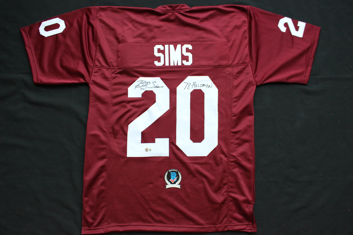 BILLY SIMS OU OKLAHOMA SOONERS SIGNED FOOTBALL JERSEY w/78 HEISMAN Lions BAS COA