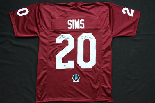 BILLY SIMS OU OKLAHOMA SOONERS SIGNED FOOTBALL JERSEY w/78 HEISMAN Lions BAS COA